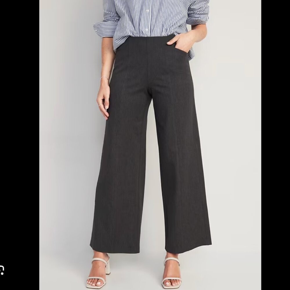 Old Navy Cropped Wide Leg Pull-on Grey Pixie Pants